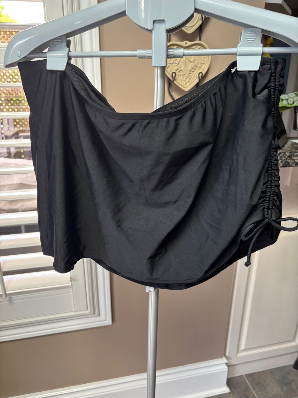 Christina Black Swim Mini Skort with Side Drawstring